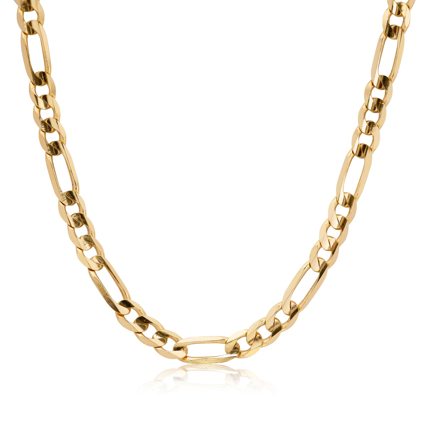 Solid 14k Gold Close Link Figaro Chains - 1MM, 2MM, 3MM, 3.9MM, 4.6MM - For Her - For Him - Real Gold