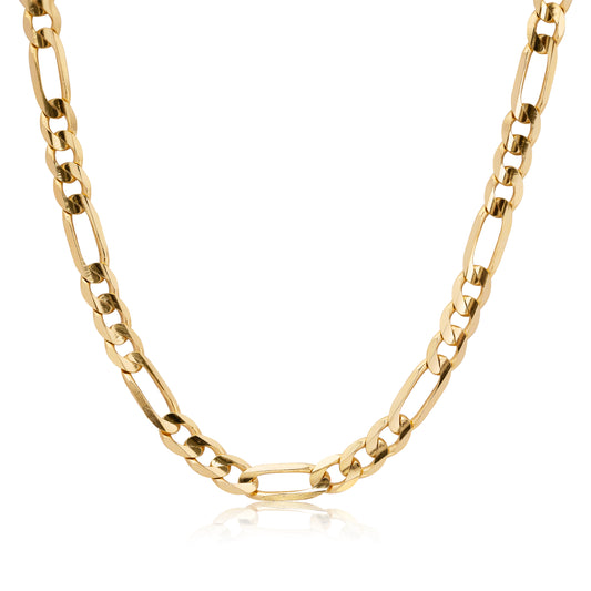 Solid 14k Gold Close Link Figaro Chains - 1MM, 2MM, 3MM, 3.9MM, 4.6MM - For Her - For Him - Real Gold