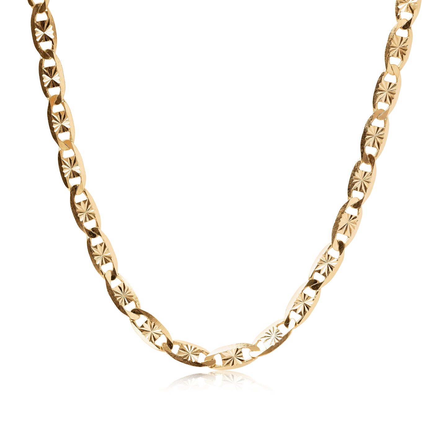 Solid 14k Gold Plain Yellow Valentino Chains - Unisex - For Her/For Him - Shiny & Sparkling