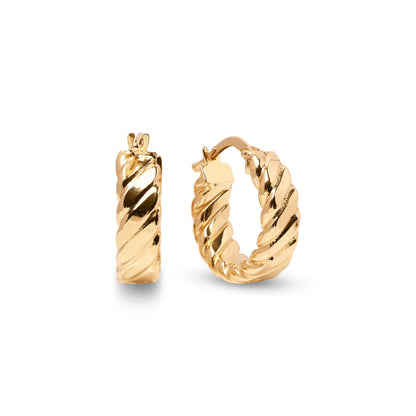 14k Gold 5MM Thick Croissant Hoop Earrings - 15MM, 20MM, 25MM - Perfect Gift For Her - Fine Jewelry - Elegant & Versatile