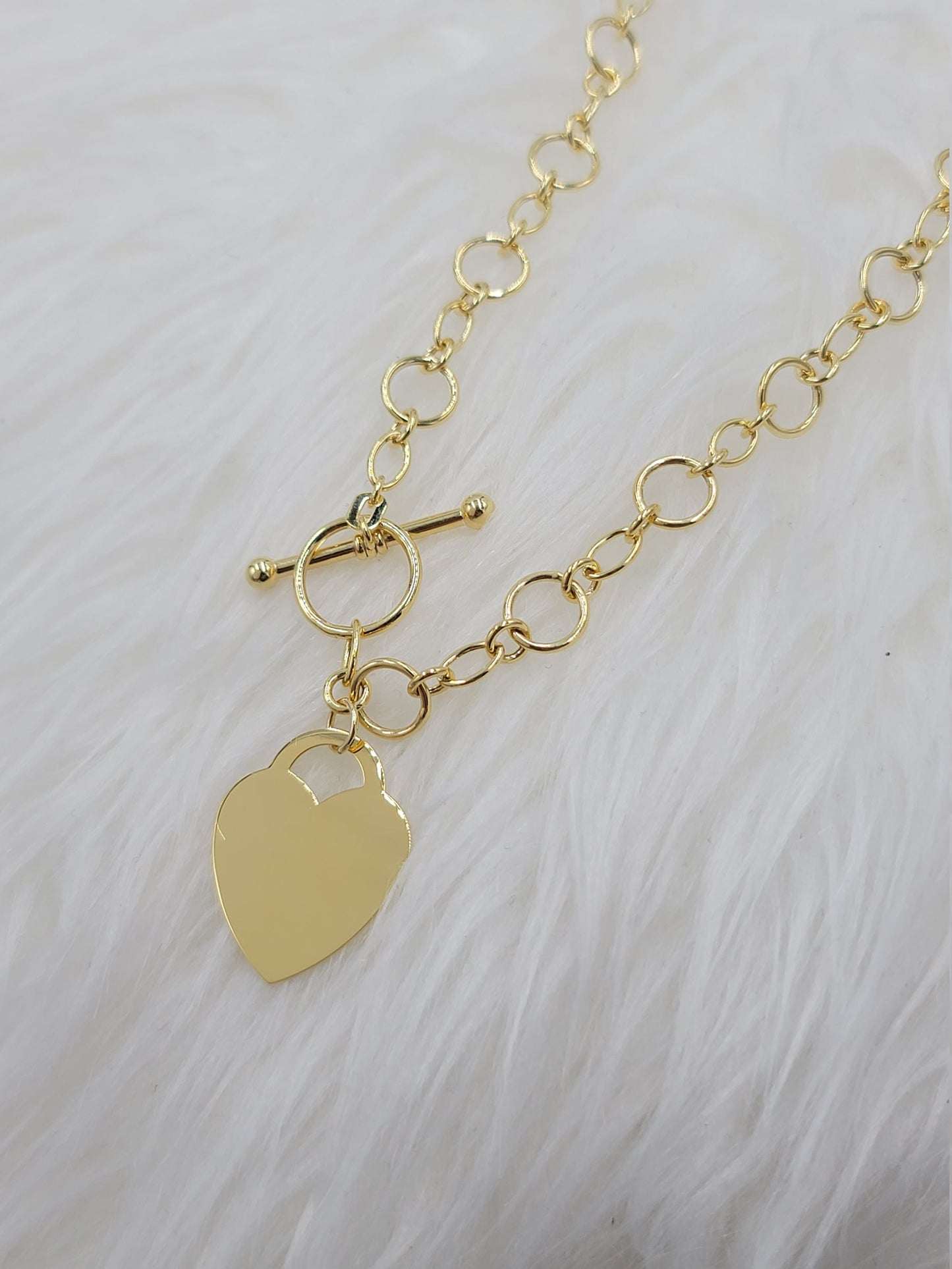 14K Yellow Gold Toggle Heart Necklace - Fancy jewelry - Fine jewelry - Everlasting -