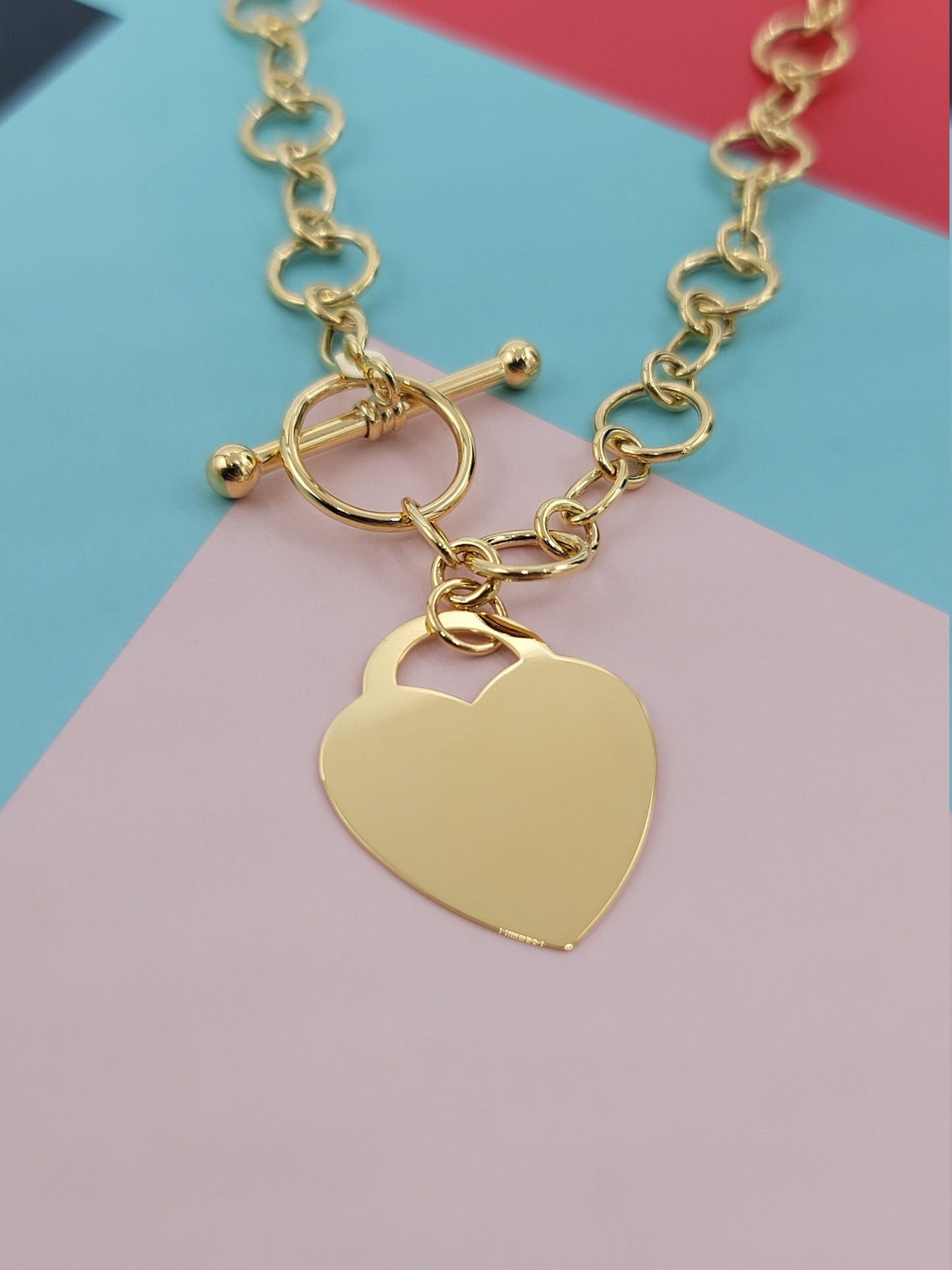 14K Yellow Gold Toggle Heart Necklace - Fancy jewelry - Fine jewelry - Everlasting -