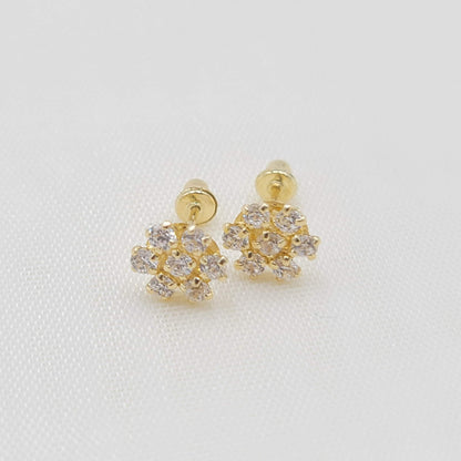 Fine Solid 14k Yellow Gold Flower Stud Earrings - Unique and Adorable - Perfect gift - For all ages