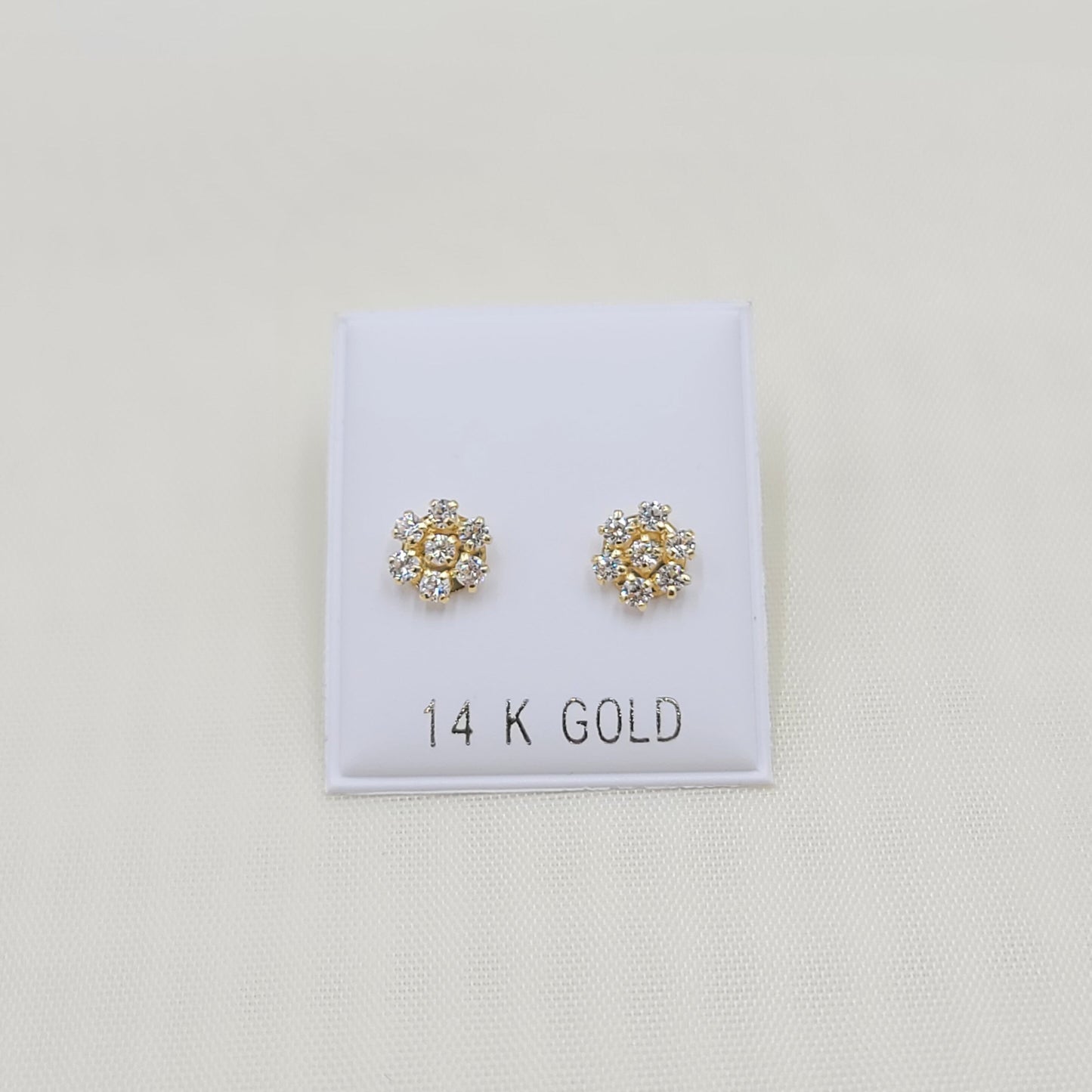 Fine Solid 14k Yellow Gold Flower Stud Earrings - Unique and Adorable - Perfect gift - For all ages