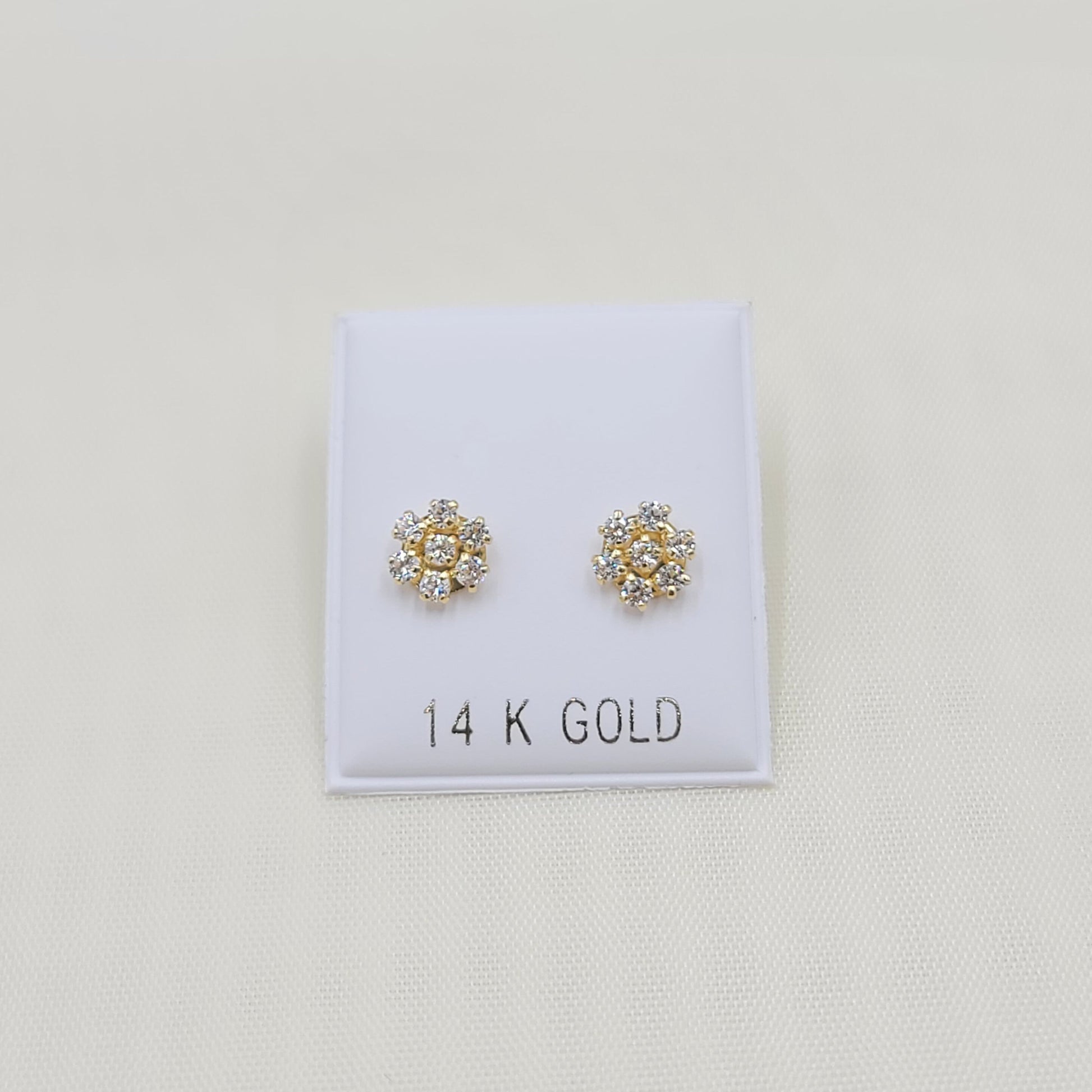 Fine Solid 14k Yellow Gold Flower Stud Earrings - Unique and Adorable - Perfect gift - For all ages