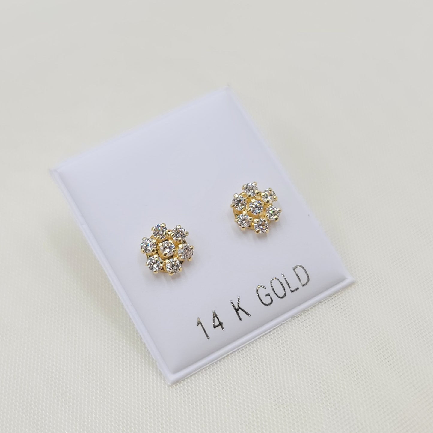 Fine Solid 14k Yellow Gold Flower Stud Earrings - Unique and Adorable - Perfect gift - For all ages