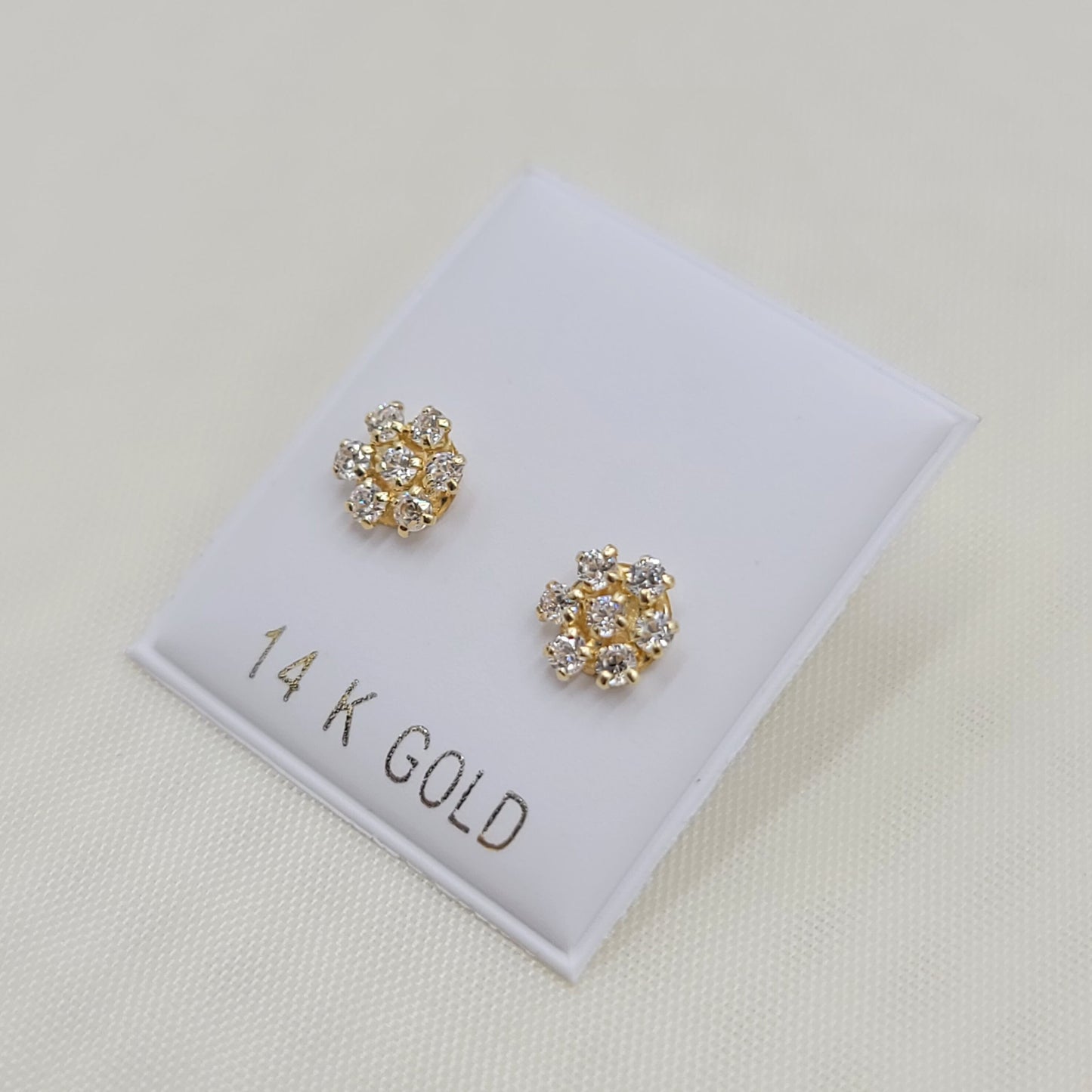 Fine Solid 14k Yellow Gold Flower Stud Earrings - Unique and Adorable - Perfect gift - For all ages