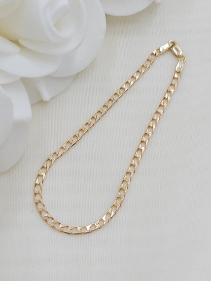 Solid 14k Gold Square Curb bracelet - 7 Inches - 2.5mm