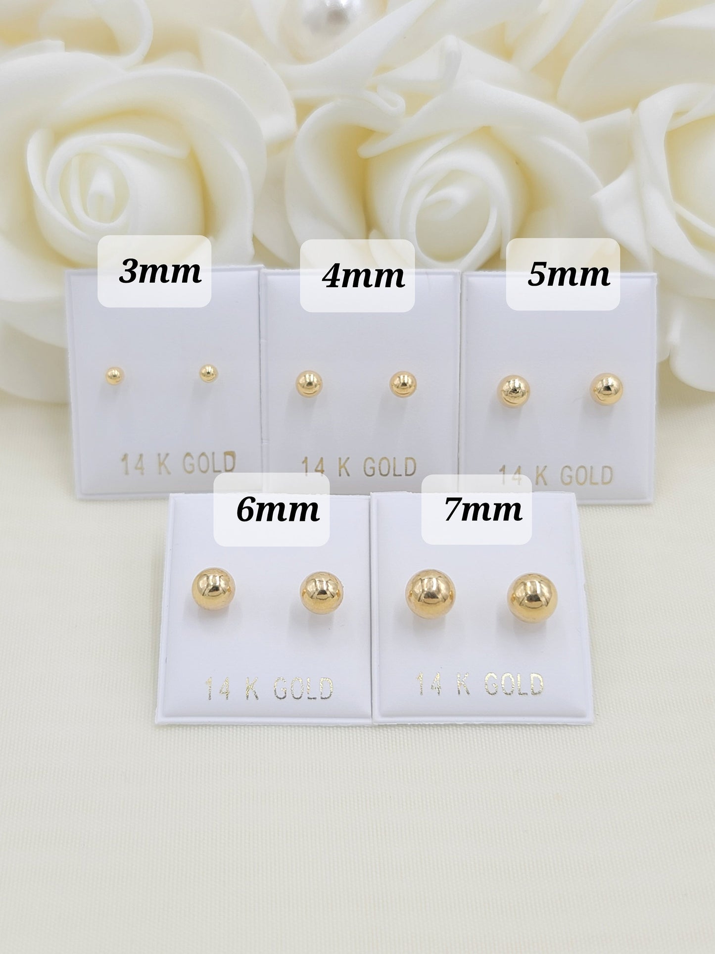 Dainty 14k gold ball stud earrings - Sizes 3mm, 4mm, 5mm, 6mm, 7mm - beautiful minimalist jewelry - just the perfect gift