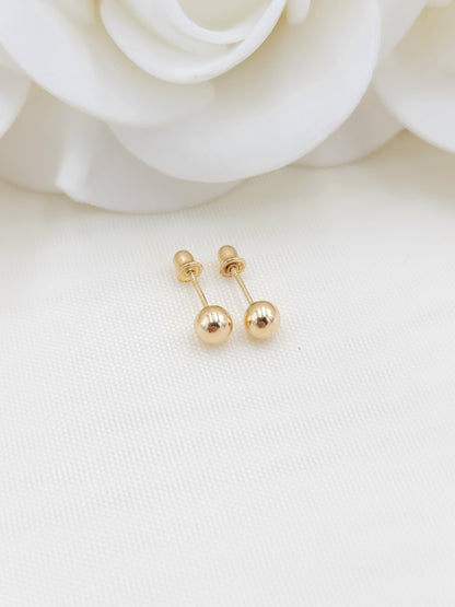 Dainty 14k gold ball stud earrings - Sizes 3mm, 4mm, 5mm, 6mm, 7mm - beautiful minimalist jewelry - just the perfect gift