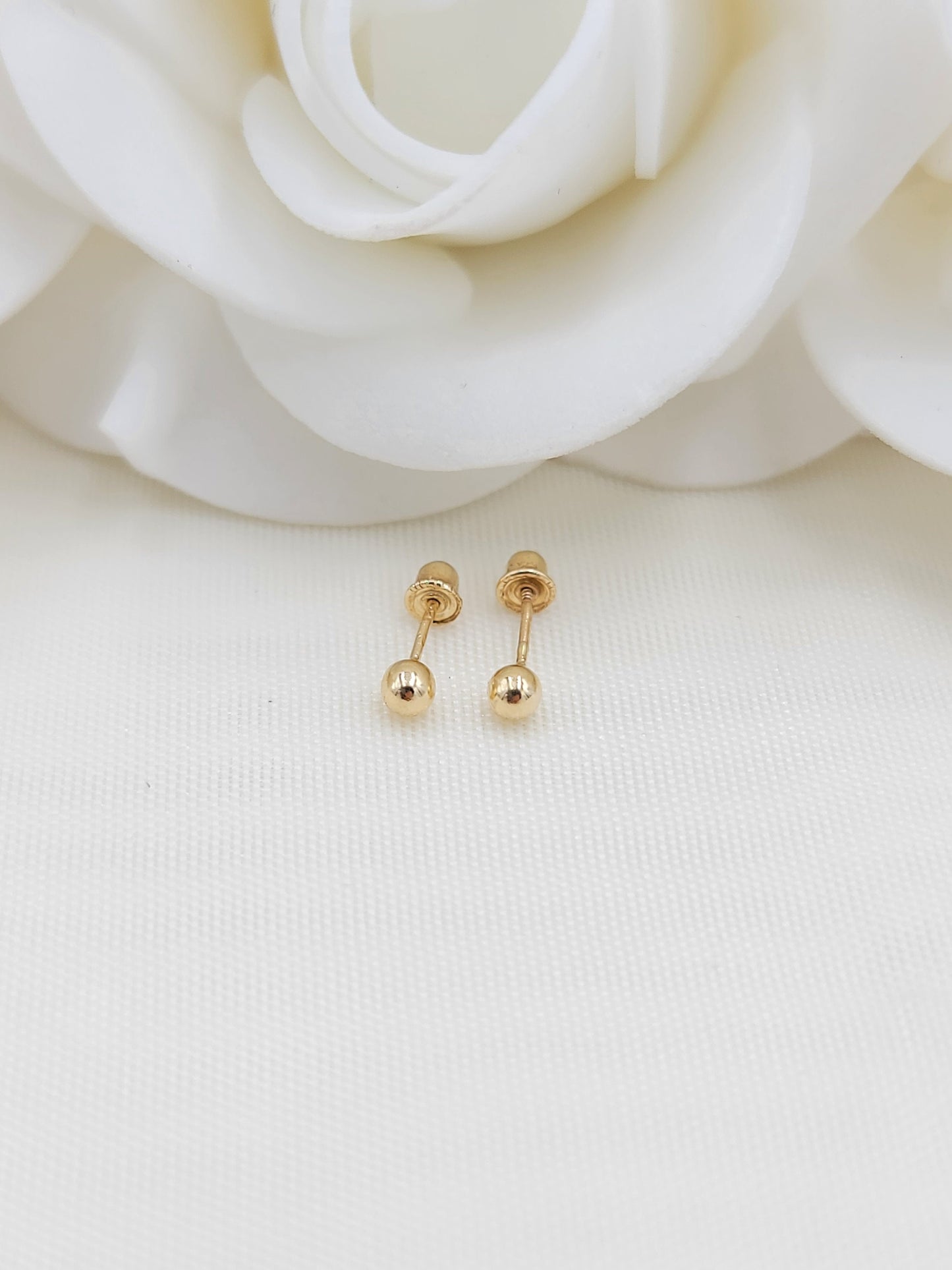 Dainty 14k gold ball stud earrings - Sizes 3mm, 4mm, 5mm, 6mm, 7mm - beautiful minimalist jewelry - just the perfect gift