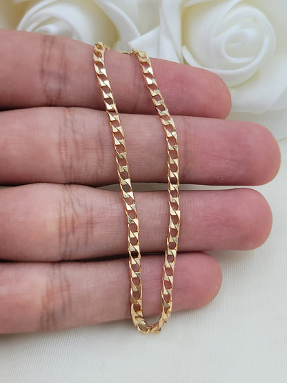 Solid 14k Gold Square Curb bracelet - 7 Inches - 2.5mm