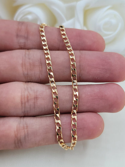 Solid 14k Gold Square Curb bracelet - 7 Inches - 2.5mm