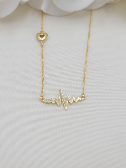 Solid 14k Gold Polished Heartbeat Necklace - 18 Inches - Fino Jewelry