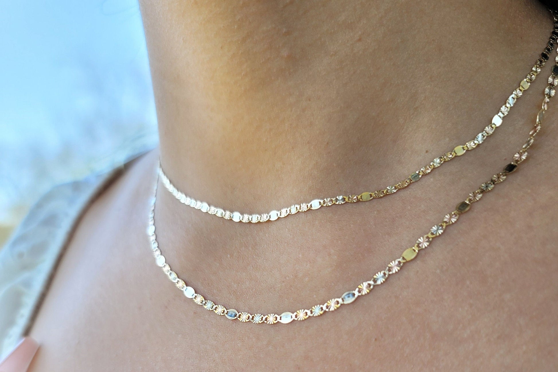 Solid 14k Gold Valentino Mirror 16" 18" 20" 22" 24" Necklace - Perfect for everyday - Shiny and elegant - 2.1mm - 3mm