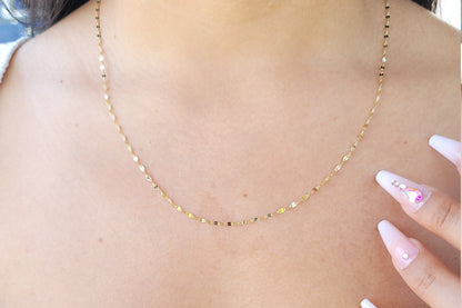 Solid 14k Gold Mirror Necklaces - Dainty and sparkling - Special design - Perfect Gift - 16, 18, 20, 22, 24 inches