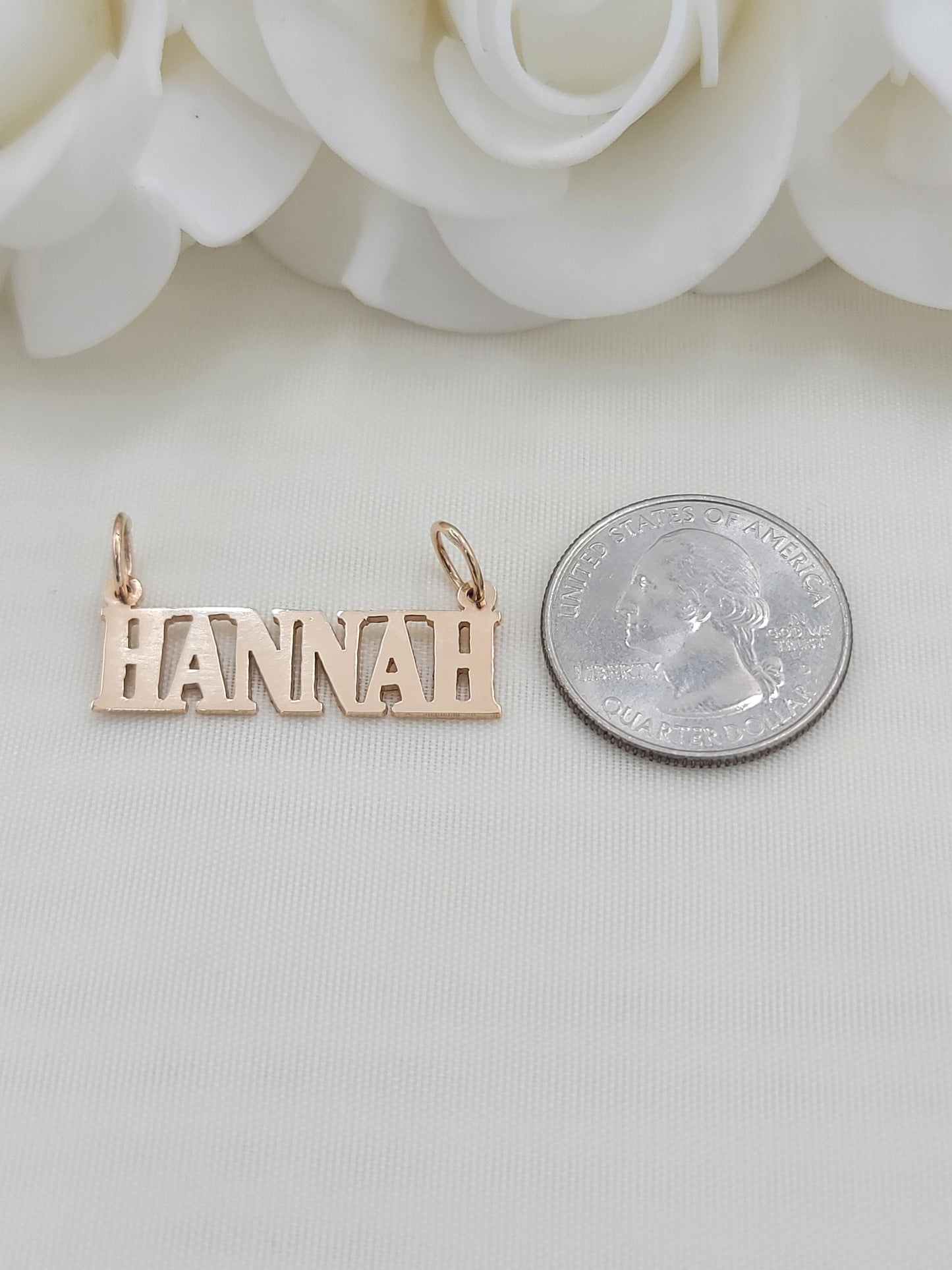 Solid 14k Gold Handmade Custom Nameplate Pendant - Bold - Cursive