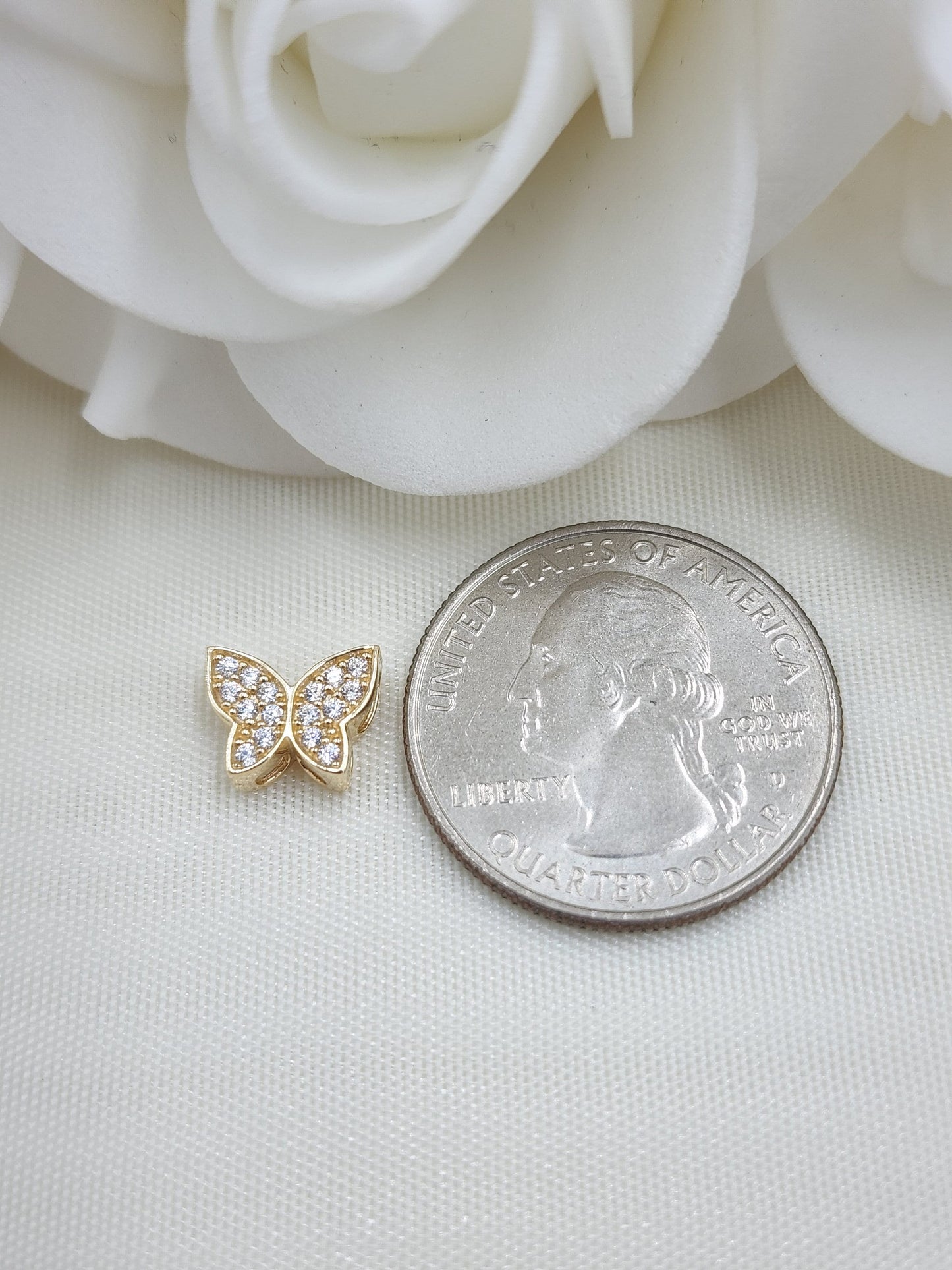 Adorable 14K Gold Butterfly CZ Necklace - 16" to 24" - 1.5MM - Fine Jewelry