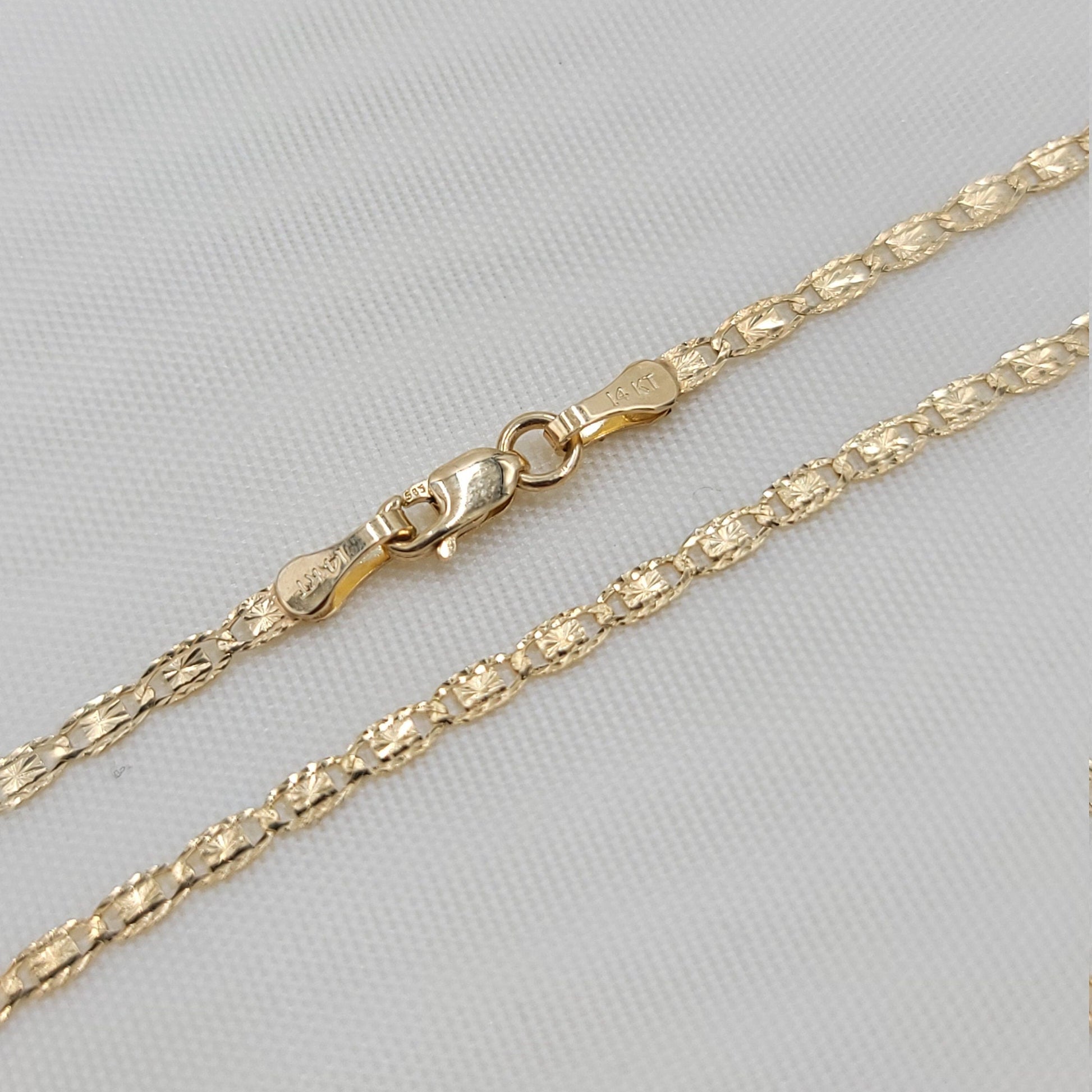 Solid 14k Yellow Gold Diamond Cut Valentino Chain - 16 to 24 Inches - Fine jewelry - Fair prices - 2.1MM