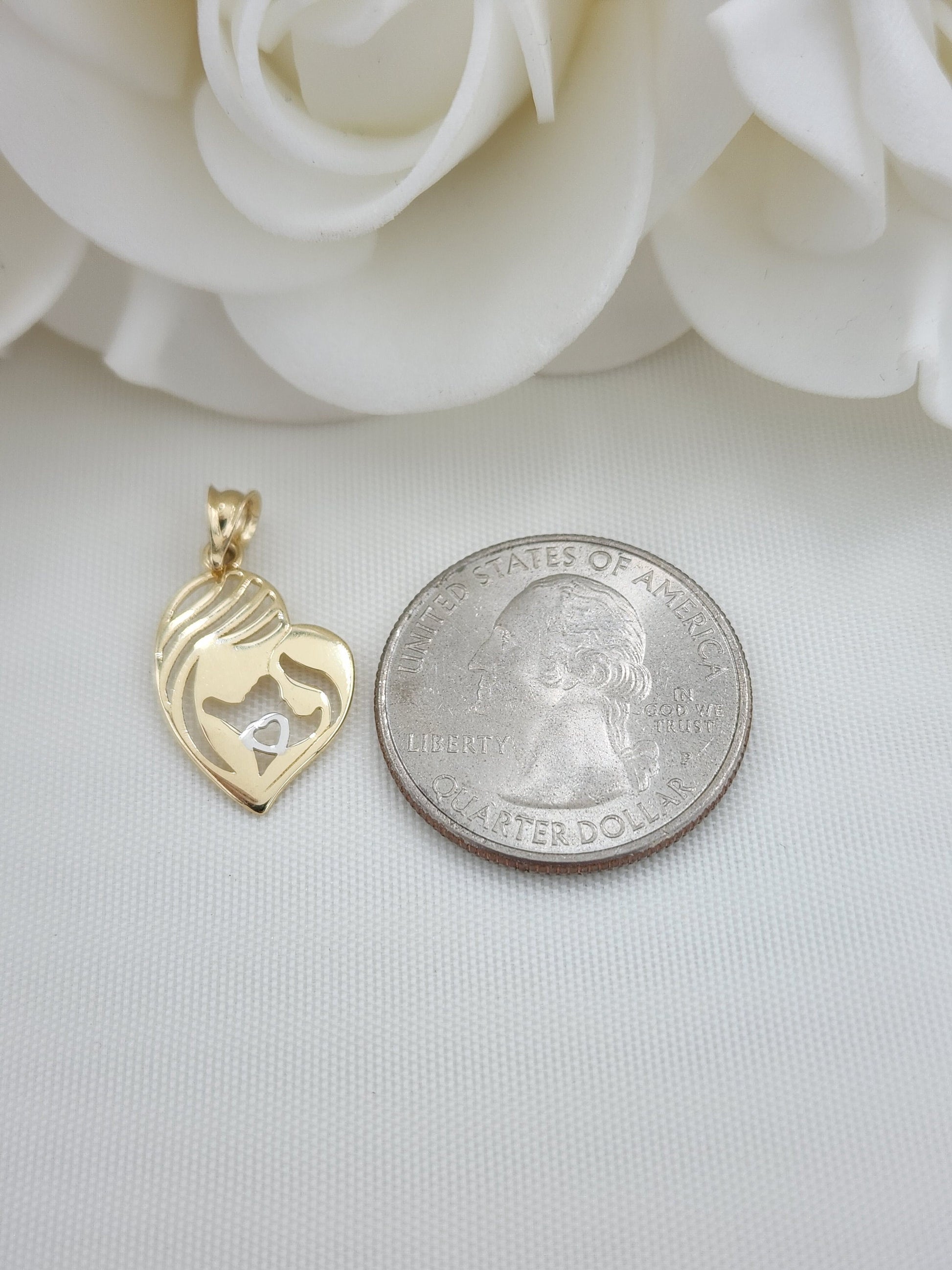 Solid 14k Mother and Baby Pendant - Perfect Gift - Unique and Adorable - Fine Jewelry