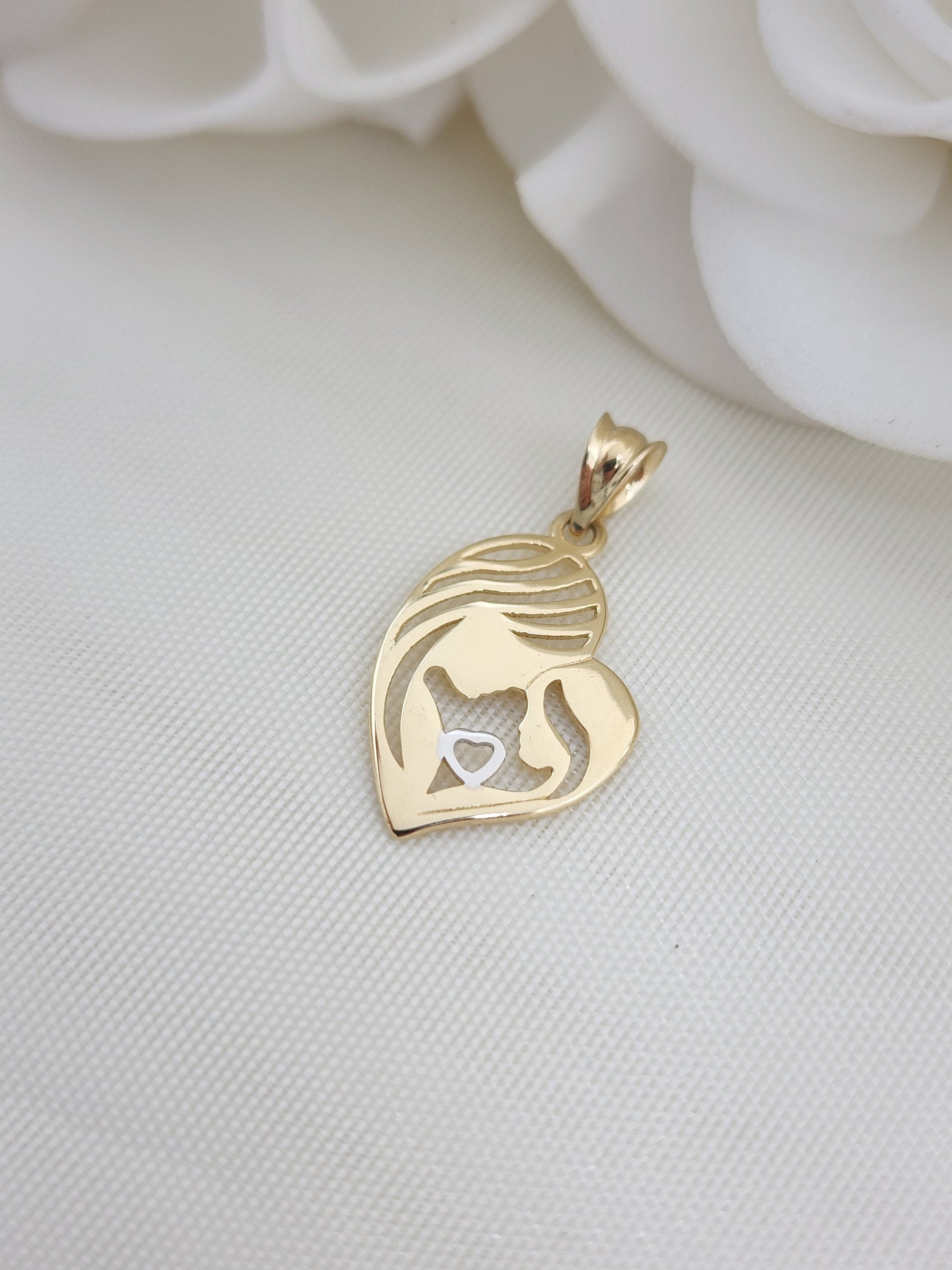 Solid 14k Mother and Baby Pendant - Perfect Gift - Unique and Adorable - Fine Jewelry