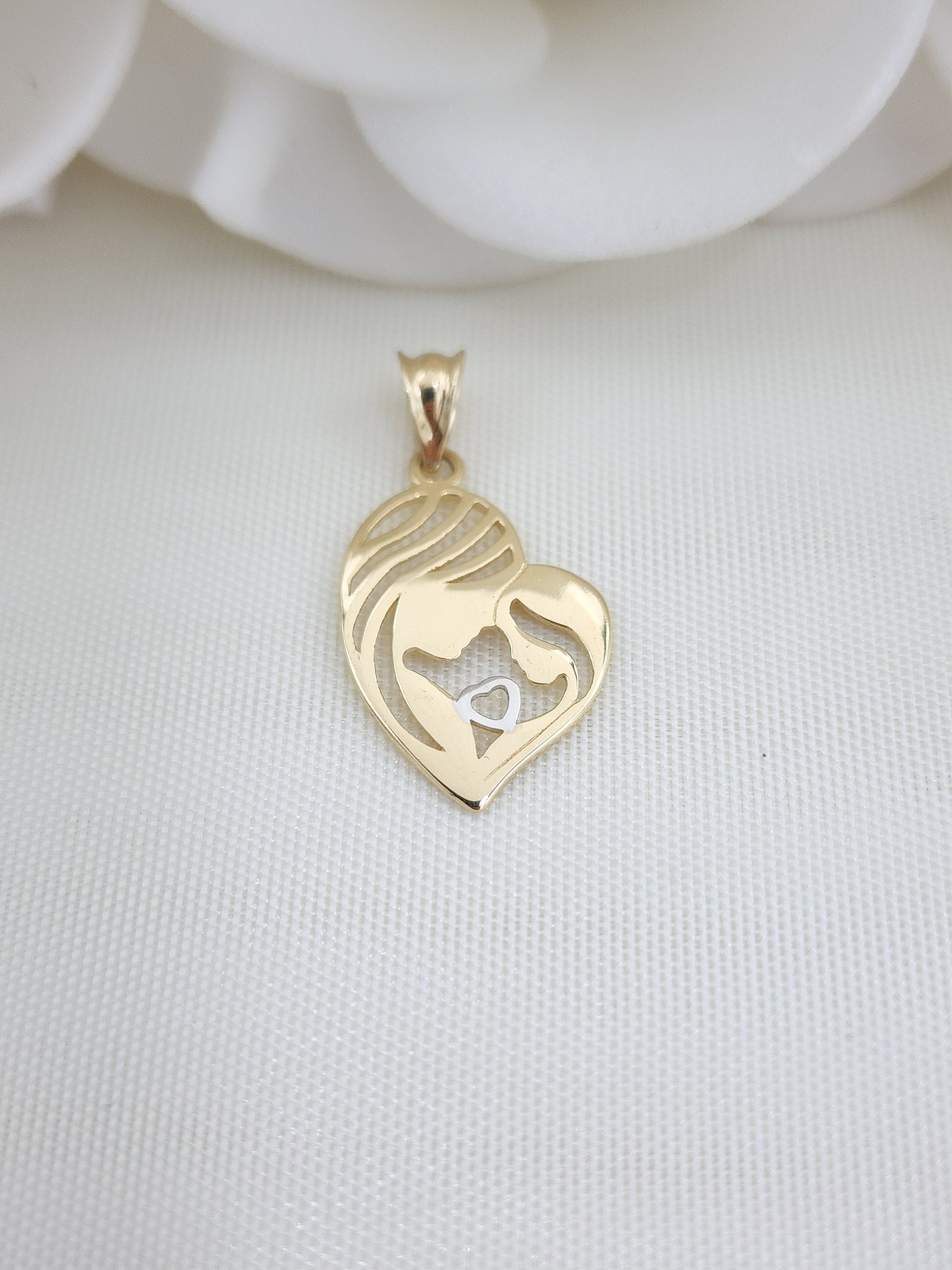 Solid 14k Mother and Baby Pendant - Perfect Gift - Unique and Adorable - Fine Jewelry