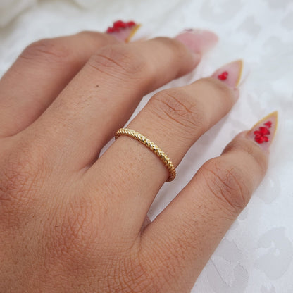 14k Solid Gold Dainty Rope Band - Stackable Rings - For Her - Perfect Gift