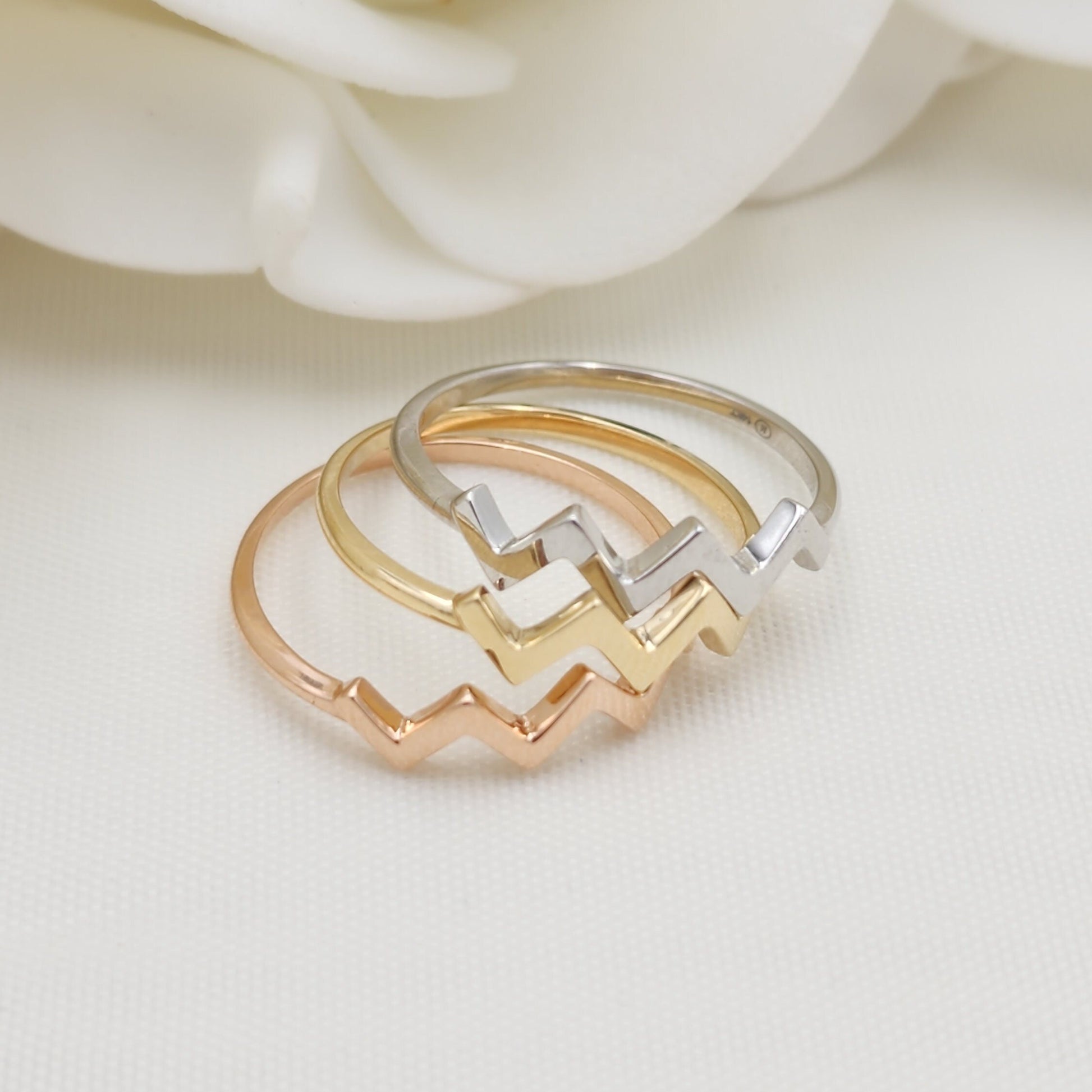 Dainty 14k Gold Twisted Band - White, Yellow, Rose Gold - For Her - Stackable