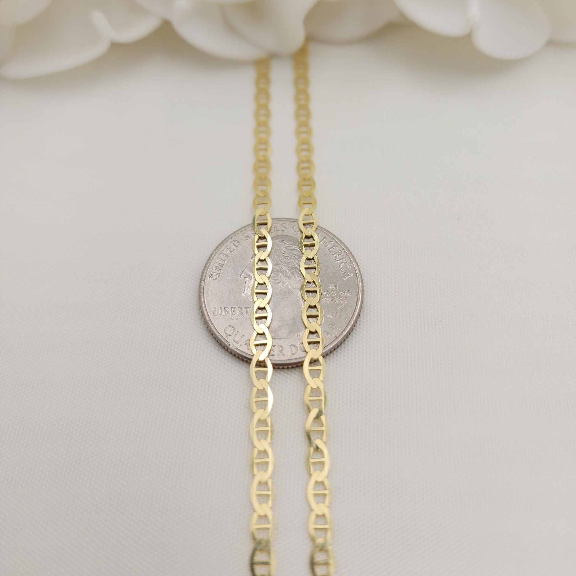 Solid 14k Gold Mariner Chain - 16, 18, 20, 22, 24 Inches - 3.1mm - Shiny And Elegant - Unisex -Perfect Gift