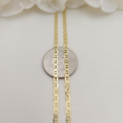 Solid 14k Gold Mariner Chain - 16, 18, 20, 22, 24 Inches - 3.1mm - Shiny And Elegant - Unisex -Perfect Gift