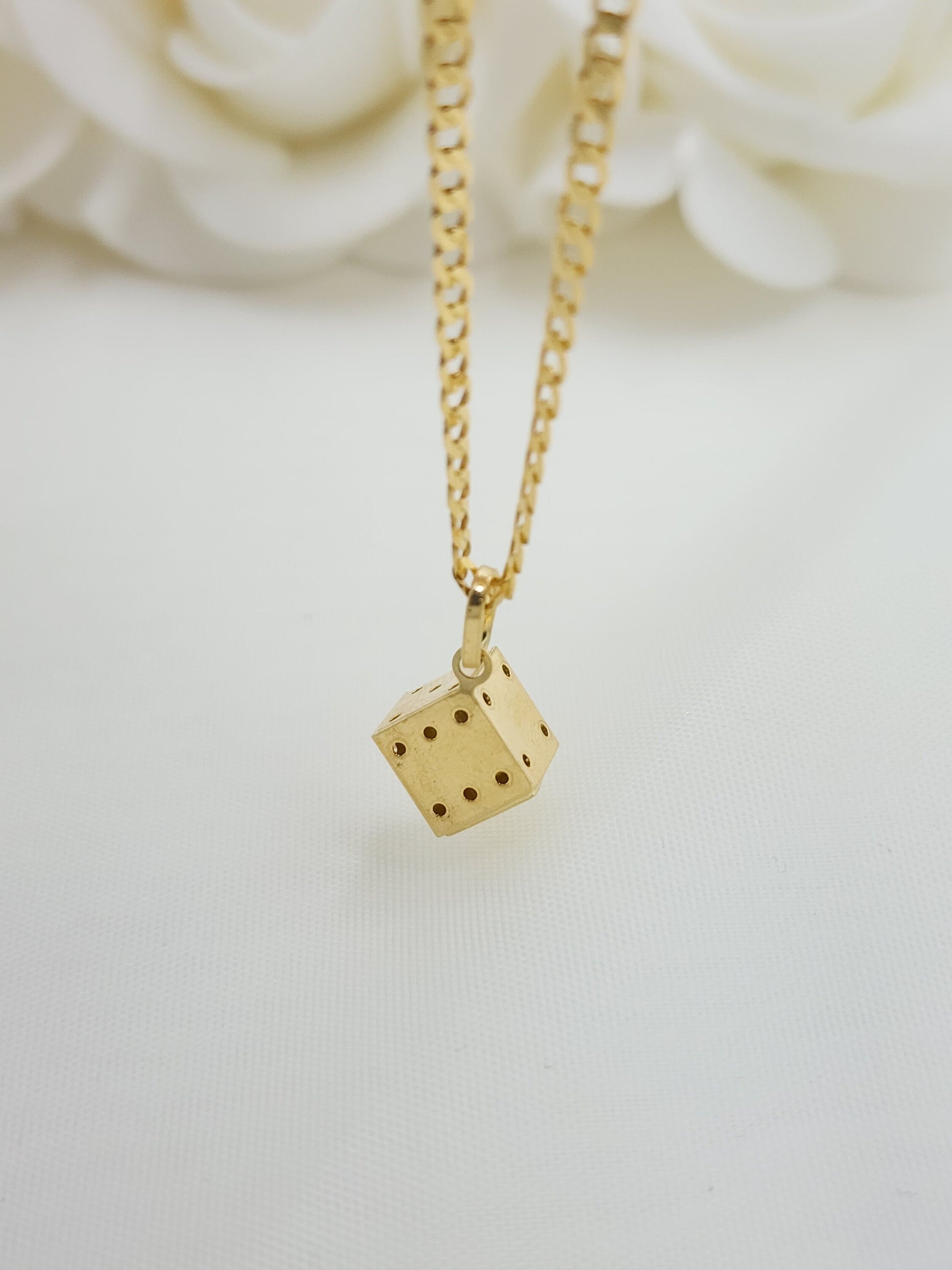 14k Gold Dice Pendant - Perfect Gift - For Her/Him - Unique Jewelry - Vintage Jewelry