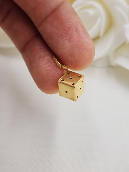 14k Gold Dice Pendant - Perfect Gift - For Her/Him - Unique Jewelry - Vintage Jewelry