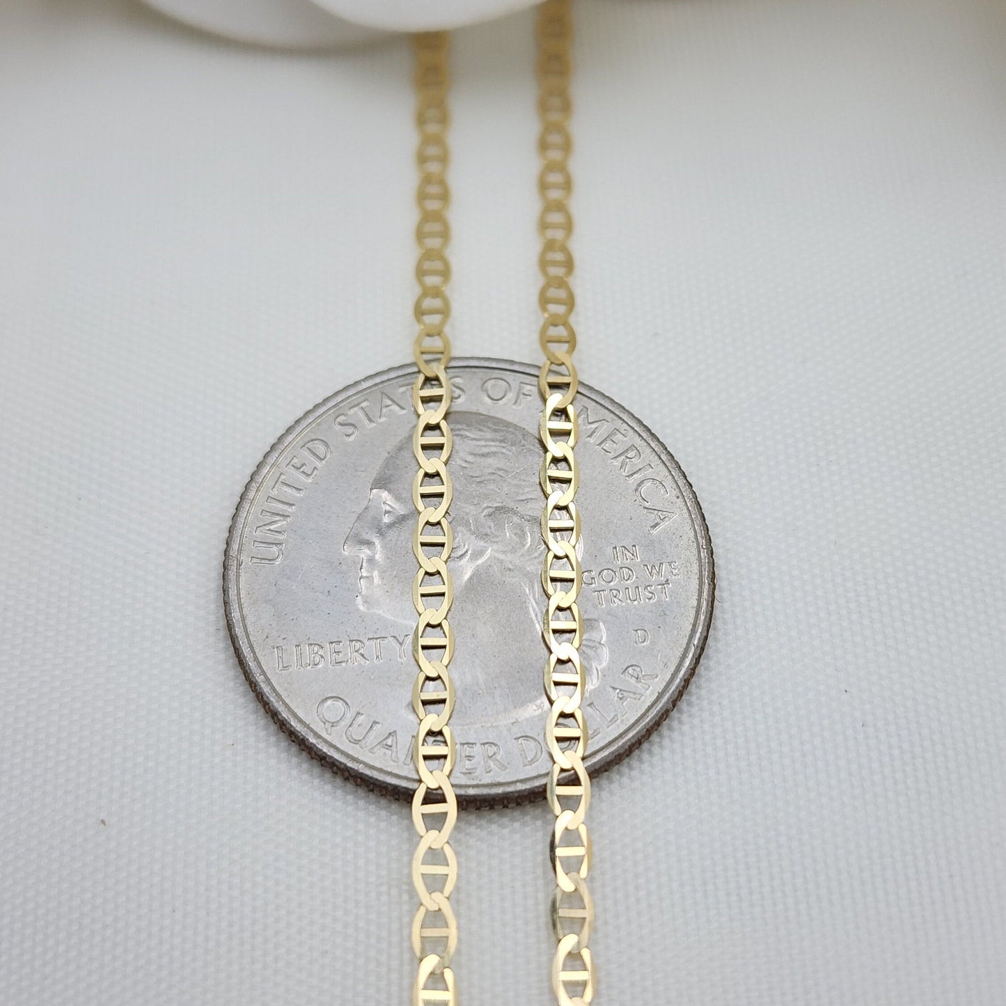 Solid 14k Gold 2MM Mariner Link chain - 16" to 24" - Anchor link - Fine Jewelry - 100% Gold