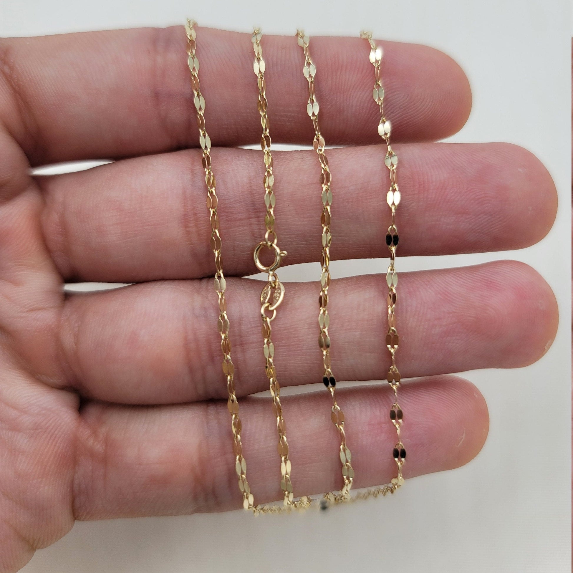 Solid 14k Gold Mirror Necklaces - Dainty and sparkling - Special design - Perfect Gift - 16, 18, 20, 22, 24 inches