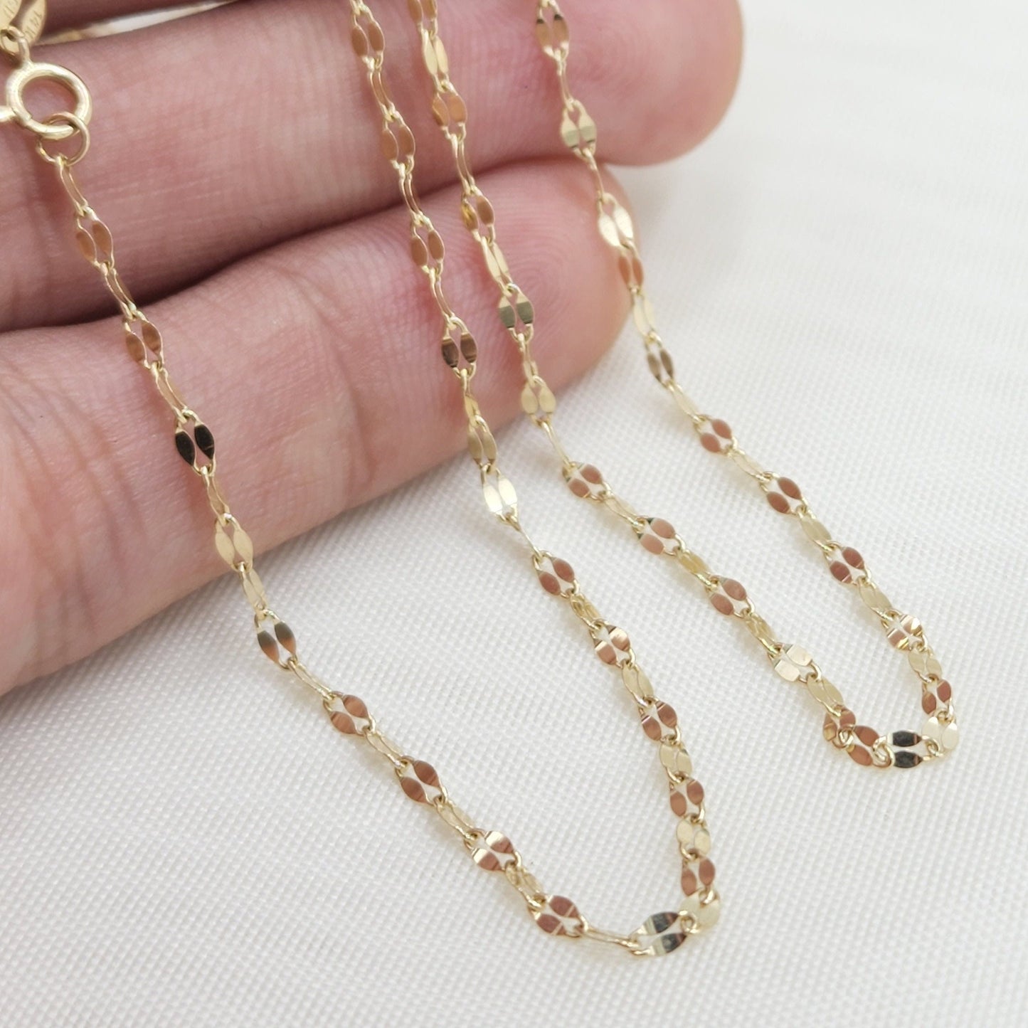 Solid 14k Gold Mirror Necklaces - Dainty and sparkling - Special design - Perfect Gift - 16, 18, 20, 22, 24 inches