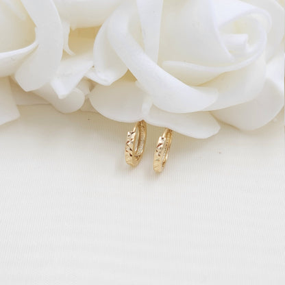 Elegant Solid 14k Gold "Egyptian" Huggie Earrings - For Girls and Women - Perfect Gift - Fine Jewelry