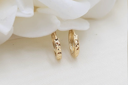 Elegant Solid 14k Gold "Egyptian" Huggie Earrings - For Girls and Women - Perfect Gift - Fine Jewelry