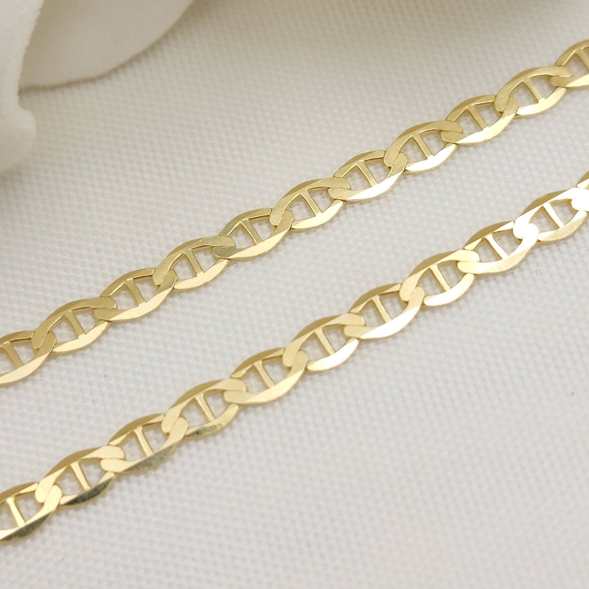 Solid 14k Gold Mariner Chain - 16, 18, 20, 22, 24 Inches - 3.1mm - Shiny And Elegant - Unisex -Perfect Gift