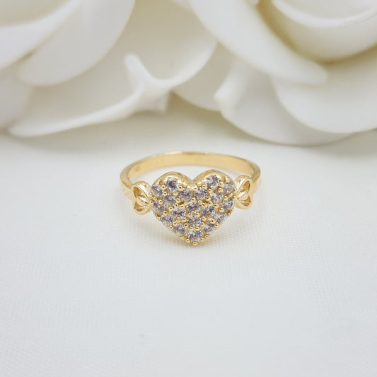 Solid 14k Big Heart Ring - CZ - Modern Jewelry - For Her - Perfect Gift