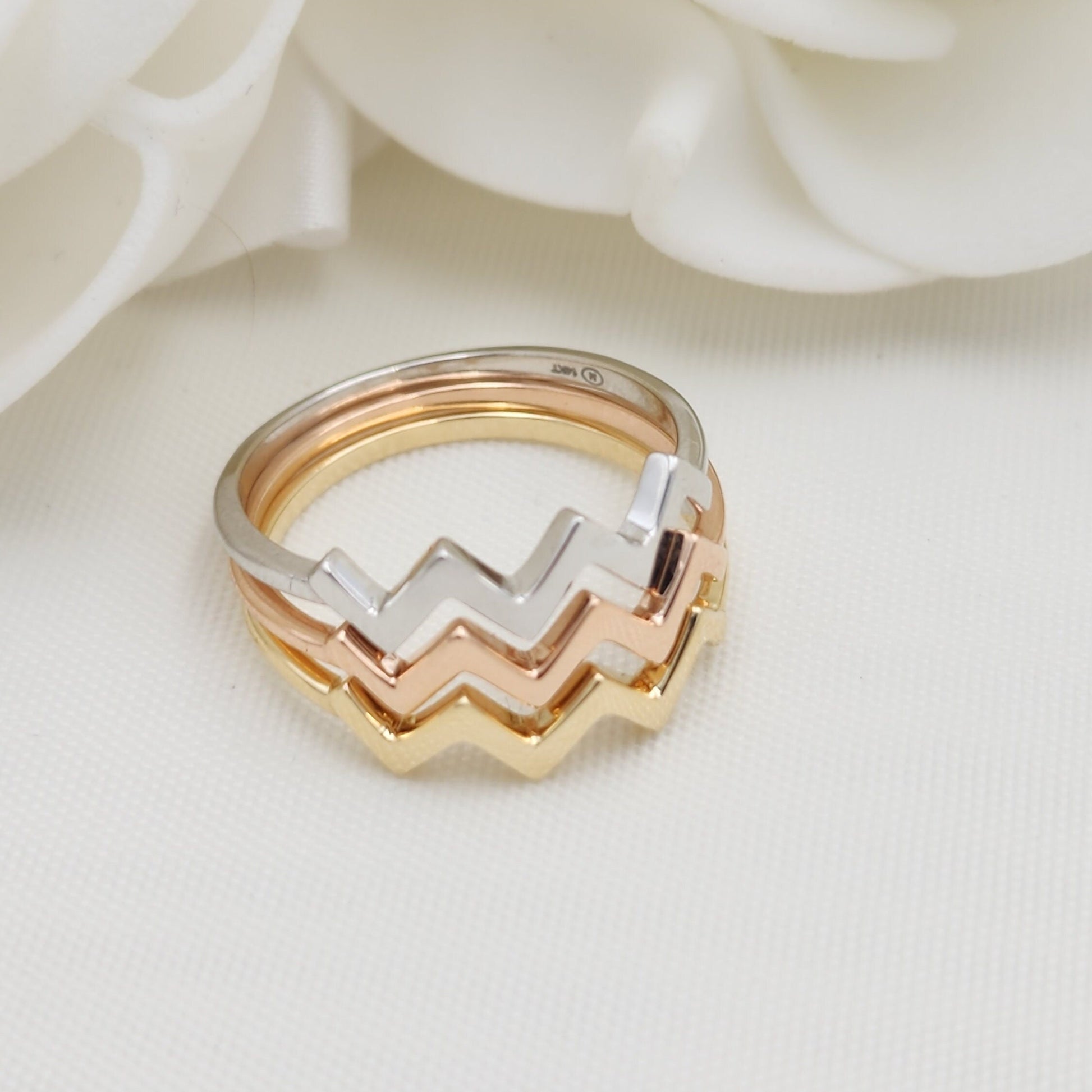 Dainty 14k Gold Twisted Band - White, Yellow, Rose Gold - For Her - Stackable