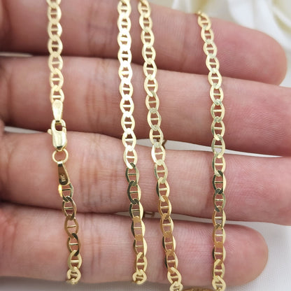 Solid 14k Gold Mariner Chain - 16, 18, 20, 22, 24 Inches - 3.1mm - Shiny And Elegant - Unisex -Perfect Gift