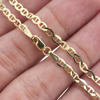 Solid 14k Gold Mariner Chain - 16, 18, 20, 22, 24 Inches - 3.1mm - Shiny And Elegant - Unisex -Perfect Gift