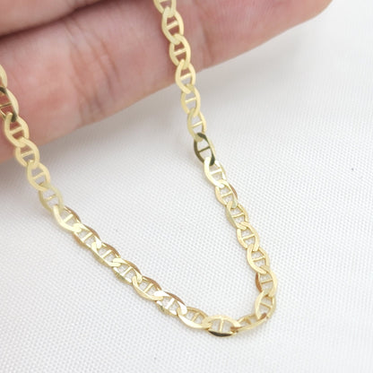 Solid 14k Gold Mariner Chain - 16, 18, 20, 22, 24 Inches - 3.1mm - Shiny And Elegant - Unisex -Perfect Gift