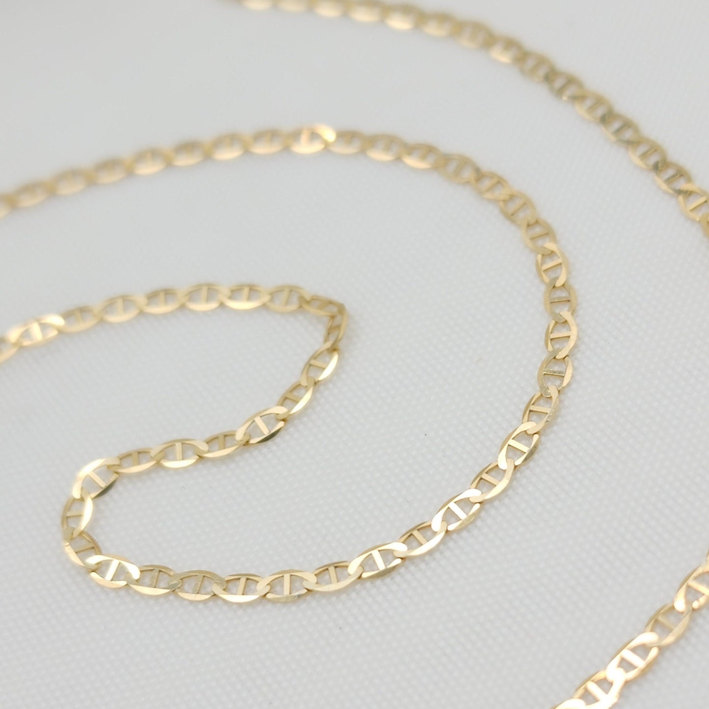 Solid 14k Gold 2MM Mariner Link chain - 16" to 24" - Anchor link - Fine Jewelry - 100% Gold