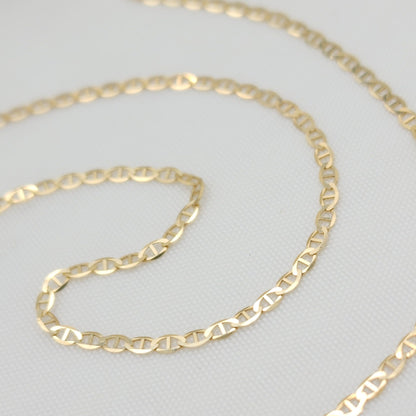 Solid 14k Gold 2MM Mariner Link chain - 16" to 24" - Anchor link - Fine Jewelry - 100% Gold