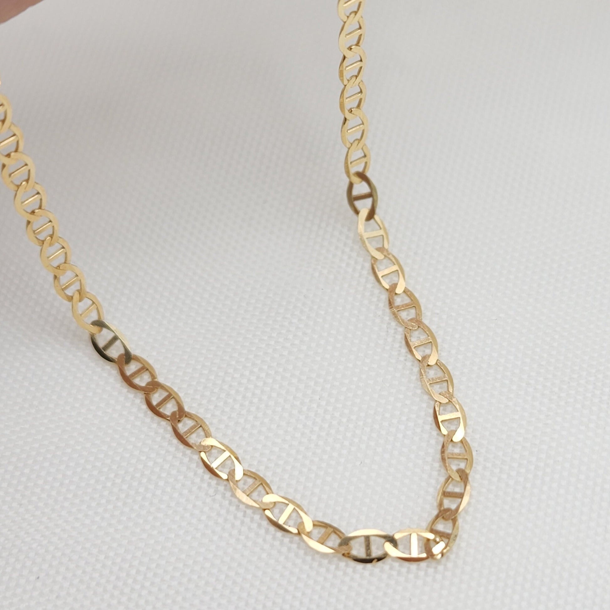 Solid 14k Gold 2MM Mariner Link chain - 16" to 24" - Anchor link - Fine Jewelry - 100% Gold