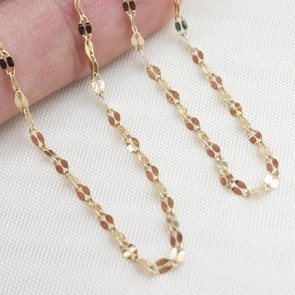 Solid 14k Gold Mirror Necklaces - Dainty and sparkling - Special design - Perfect Gift - 16, 18, 20, 22, 24 inches