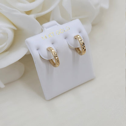 Elegant Solid 14k Gold "Egyptian" Huggie Earrings - For Girls and Women - Perfect Gift - Fine Jewelry