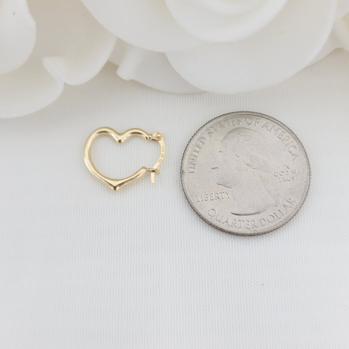 Small 14k Gold Heart Hoop Earrings - 16MM - 1.5MM Thick - Perfect For Everyday - Fine Jewelry - For her - For Kids