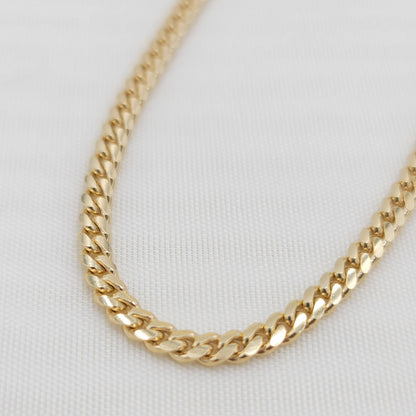 Solid 14k Gold Miami Cuban Chain - 3.3mm - 16", 18", 20", 22", 24", Inches - For Him - For Her